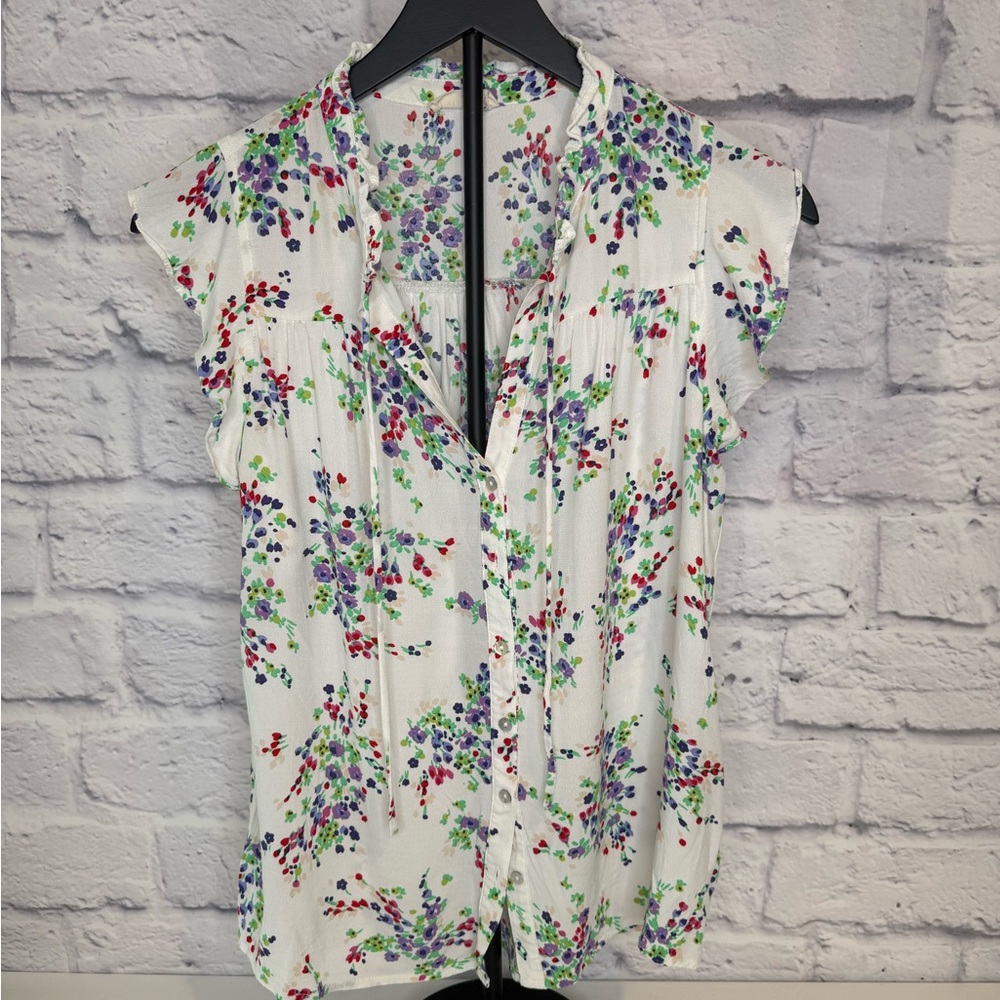 Lovestitch White Floral Blouse with Multicolor Accents